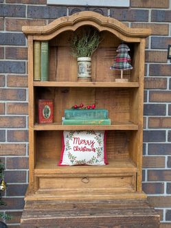 Vintage Rustic Made In Mexico Wall Or Freestanding Hand Crafted Bookcase Shelf 