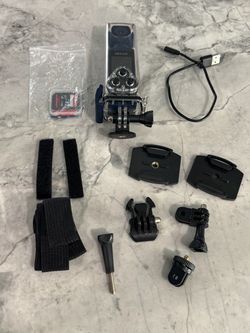 Minolta Action Camera with Waterproof Case and Accessories