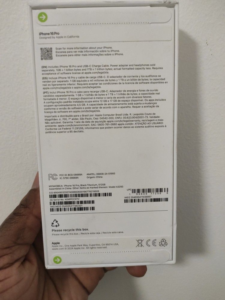 iPhone 16 Pro 512GB Unlock Brand New Sealed $1150 Firm
