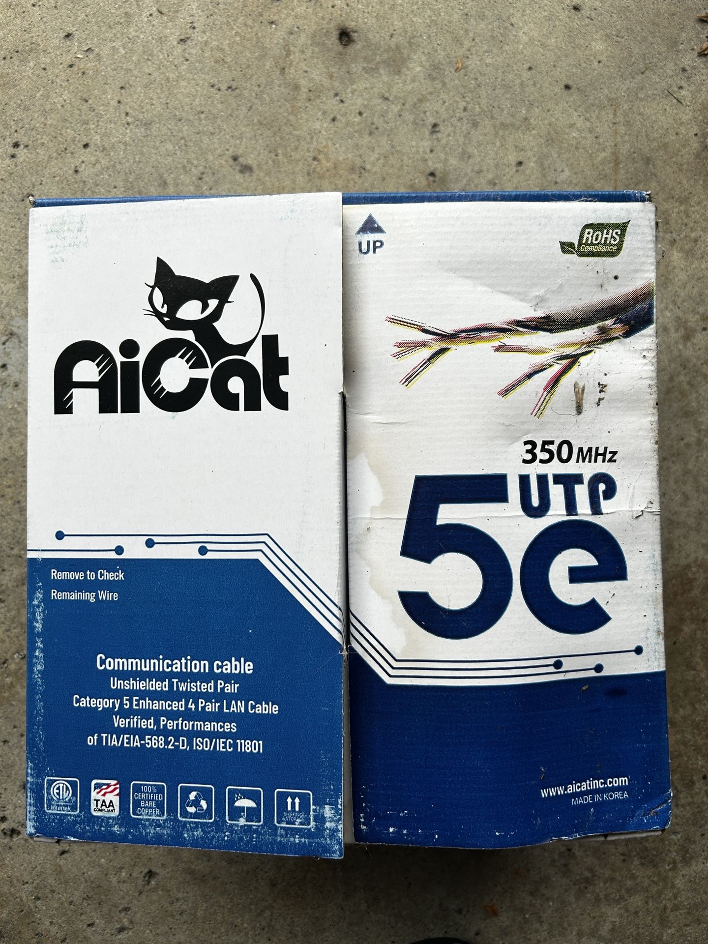 AiCat Cat 5e Ethernet Cable 500ft Riser CMR PoE++(4PPoE)