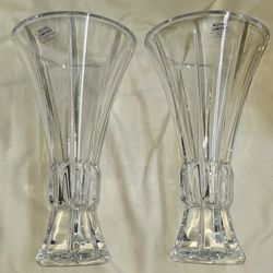 Set Of Two Royal Limited 24% Full Lead Crystal Candlesticks Made In Czech Republic 8 1/2 Inches Tall  L5V007
