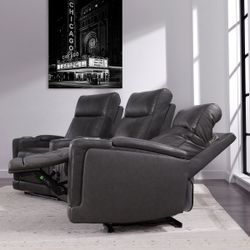 Issac Leather Power Reclining Home Theater Seating