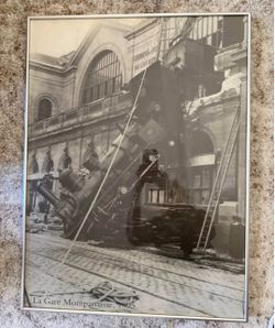 24" x 32" La Gare Montparnasse 1895 Train Wreck Framed Print - Paris
