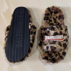 Leopard Balenciaga slides