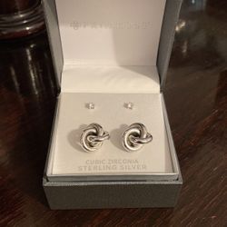 2  Pairs Of Sterling Silver Zirconia Earrings $20