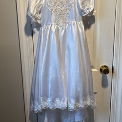 Girls Satin Flower Girl/communion Dress Size 7