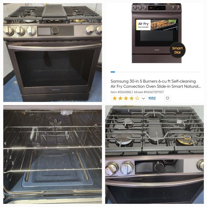 Bespoke Smart Slide-in Gas Range 6.0 cu. ft. with Smart Dial, Air Fry & Wi-Fi (Scratch & Dent Unit)