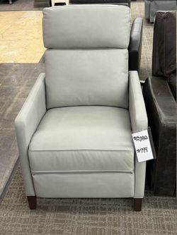 Sage Leather High-Leg Push-Back Recliner - Light Sage | Reclining Chair | Lounge Chair