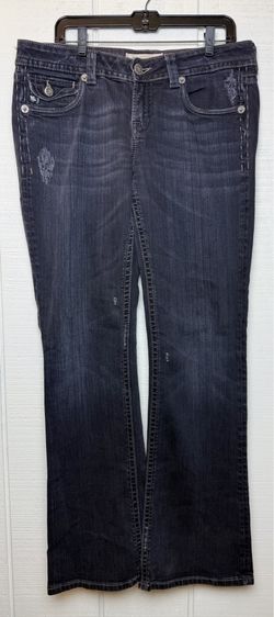 Mek Denim USA Women’s 32x34 Bootcut Jeans Dark Wash Distressed Flap Pocket