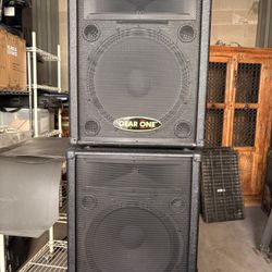 2 Gear One PPS15 15” PA Speakers Pair DJ Karaoke Party Loudspeakers
