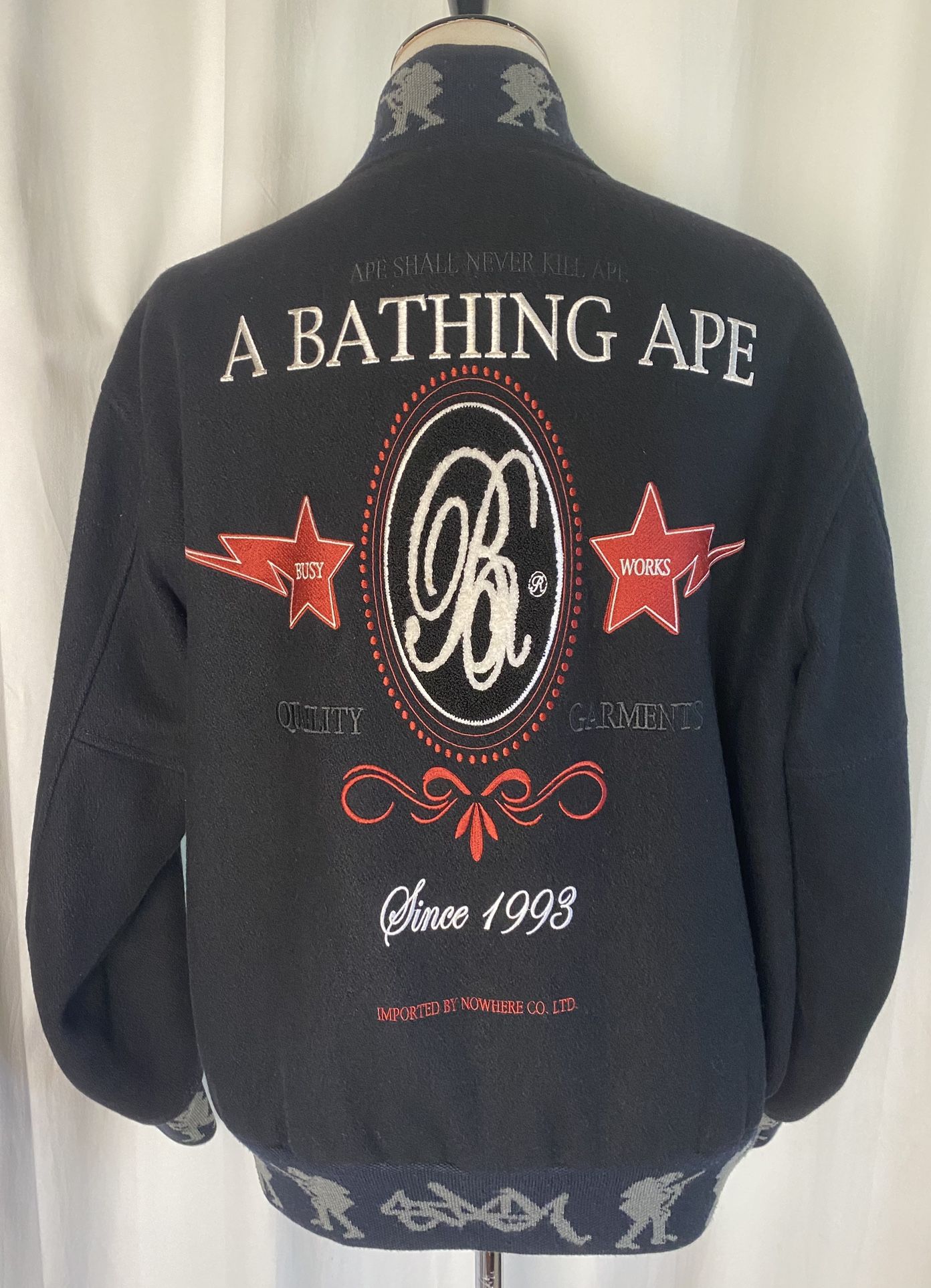 Vintage A Bathing Ape Bape X Stash Varsity Bomber Embroidered Jacket Released 2005 (Mens XL) (Rare Collectors Item!)