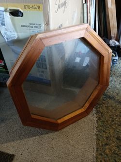 2 Fixed Octagon Decorative Window Wood. Natural Unstained Frame.