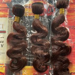 Human Hair Bundles 16 18 20 Inch Reddish Brown Color 33 Body Wave