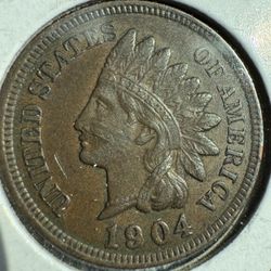 1904 Indian Head Penny Cent XF Diamonds And Pearls