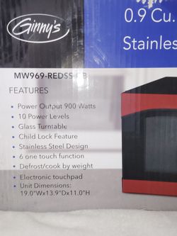 Ginny's 0.9 Cu. Ft. Stainless Steel Microwave