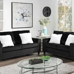 Black Velvet Sofa And Loveseat -read Description 