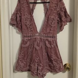 Pink Lace Romper
