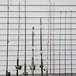 Lot Of 11 Fishing Rods Polls Most With Reels