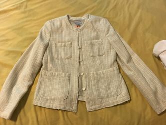 Jaclyn smith size 6 white silver metallic suit coat blazer