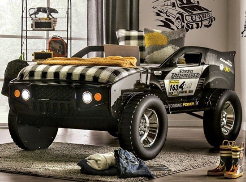 Brand New Black Jeep Design Twin Size Bed Frame 