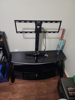 Black Glass TV Stand with Swivel Mount