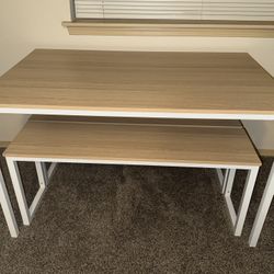 Zinus Louis 48” White Dining Table With Benches