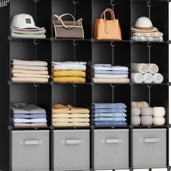 HOMIDEC Closet Organizers and Storage, 16 Cube Storage Organizer, Closet Organizer Bookshelf Cubes Shelves for Clothes, Bedroom, Kids Room, Bathroom, 