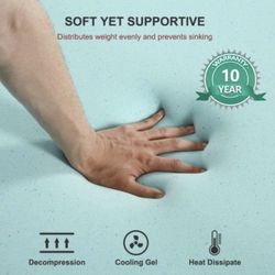 TEKAMON 3 Inch Memory Foam Mattress Topper Queen Size