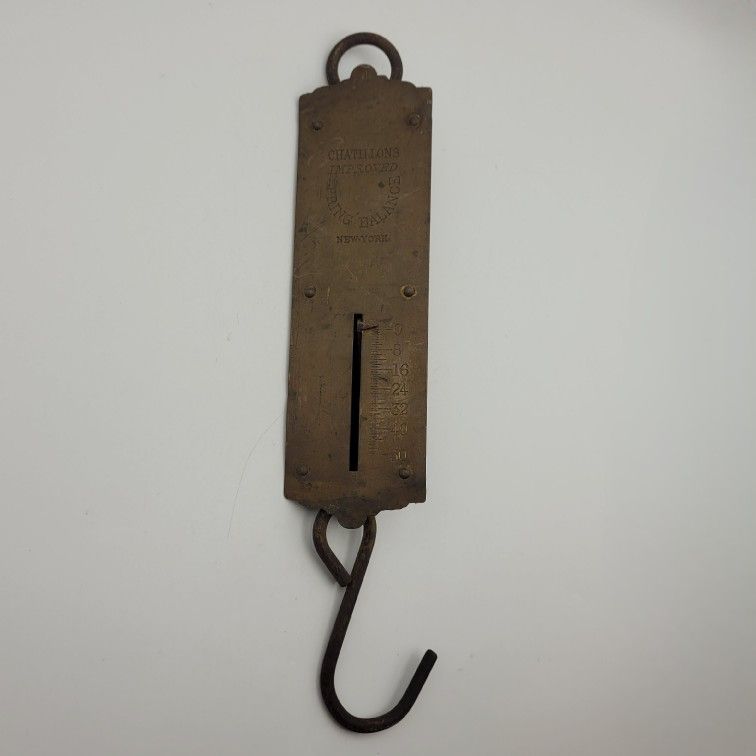 Chatillons Improved Spring Balance Antique 50 Lb Brass Barn Scale