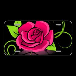 License Plare Novelty Car Front Rose Graphic Flower Deco Decorative