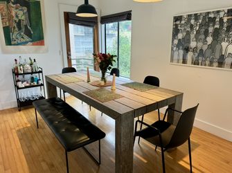 Article Modern Wood Dining Table + Bench + 4 Chairs