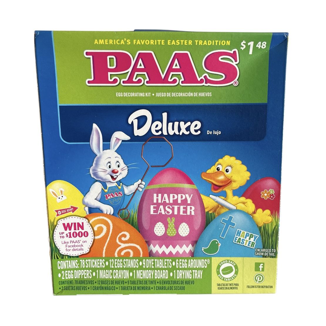 PAAS Deluxe Easter Egg Decorating Kit 78 Stickers 9 Tablets Magic Crayon Etc