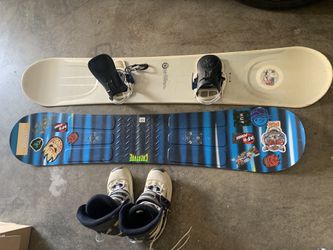 2 snowboards and boots .- need gone!