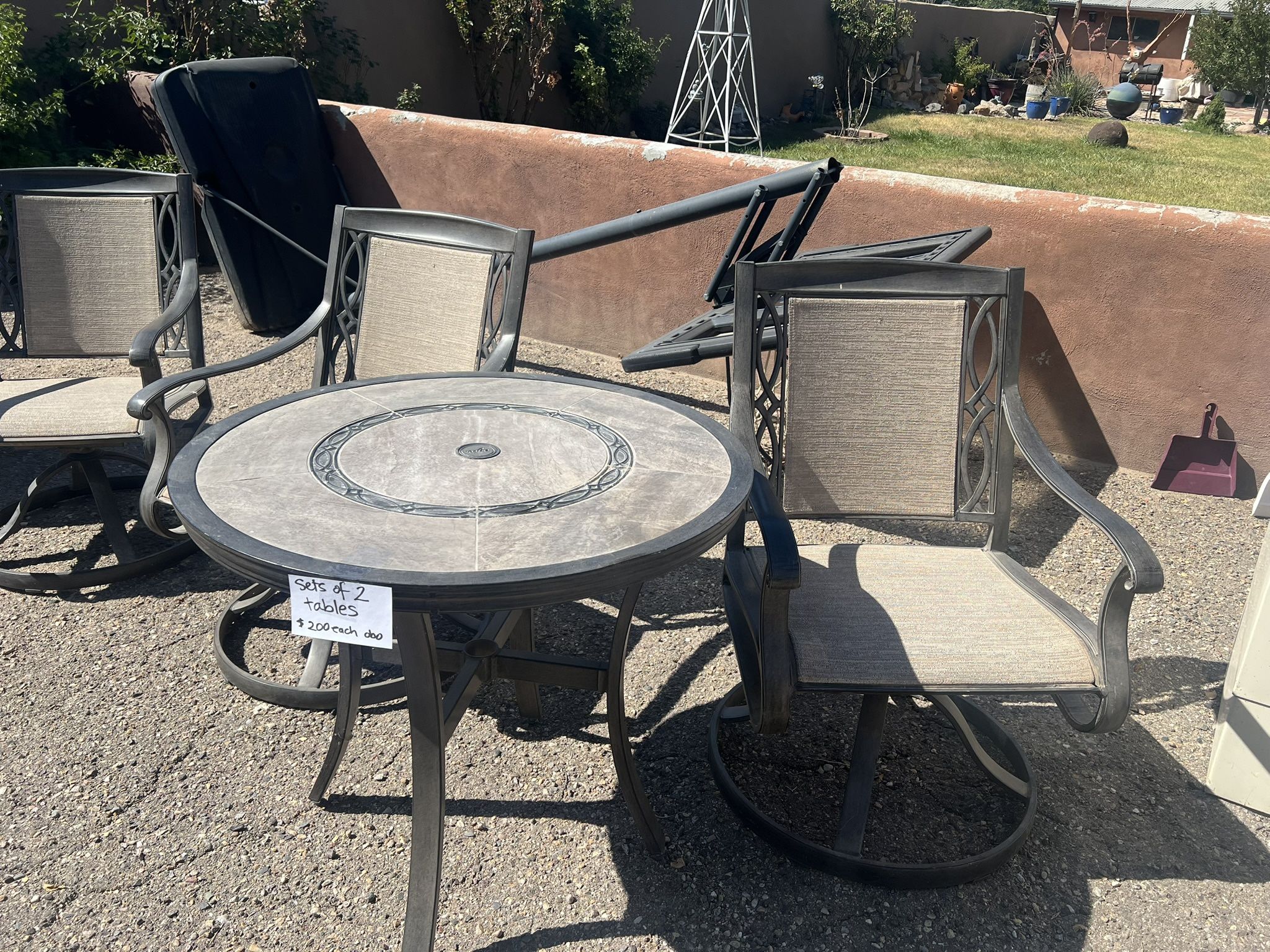 Stone an Metal Patio Set