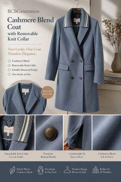 BCBGeneration Cashmere Blend Coat with Removable Knit Collar