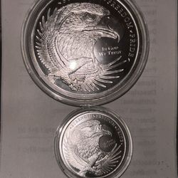 Pure Silver .999 Bullion - Eagle (Strength, Freedom, & Pride) -  5 oz round coin
