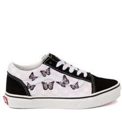 Vans Old Skool Checkerboard Skate Shoe - Little Girls - Butterflies