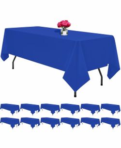 12 Pack Royal Blue Tablecloths for 6ft Tables-60 x 102 Inch Polyester Table Cover, Stain and Wrinkle Resistant Washable Fabric Table Cloth, Perfect fo