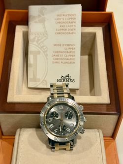 HERMÈS Clipper Diver Chronograph Watch CL2.320 – Gold & Stainless Steel – $1,900 OBO
