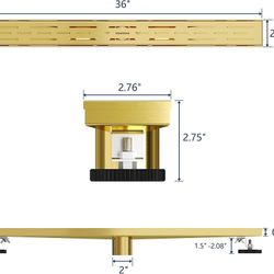 1358b 36-in Brushed Brass Rectangular Linear Shower Drain with Brick Pattern Grate, 304 Stainless Steel Bathroom Floor Drain, Gold Linear Drain with H