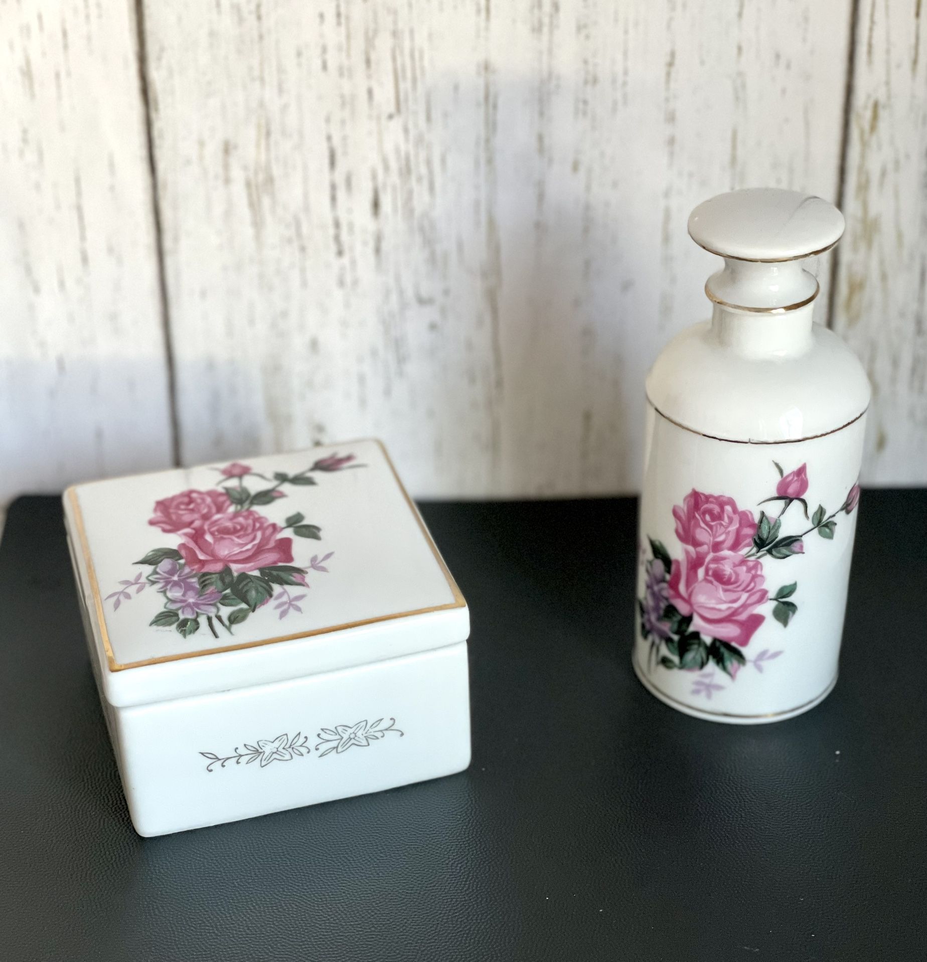 Vintage Porcelain Trinket Box And Perfume Bottle