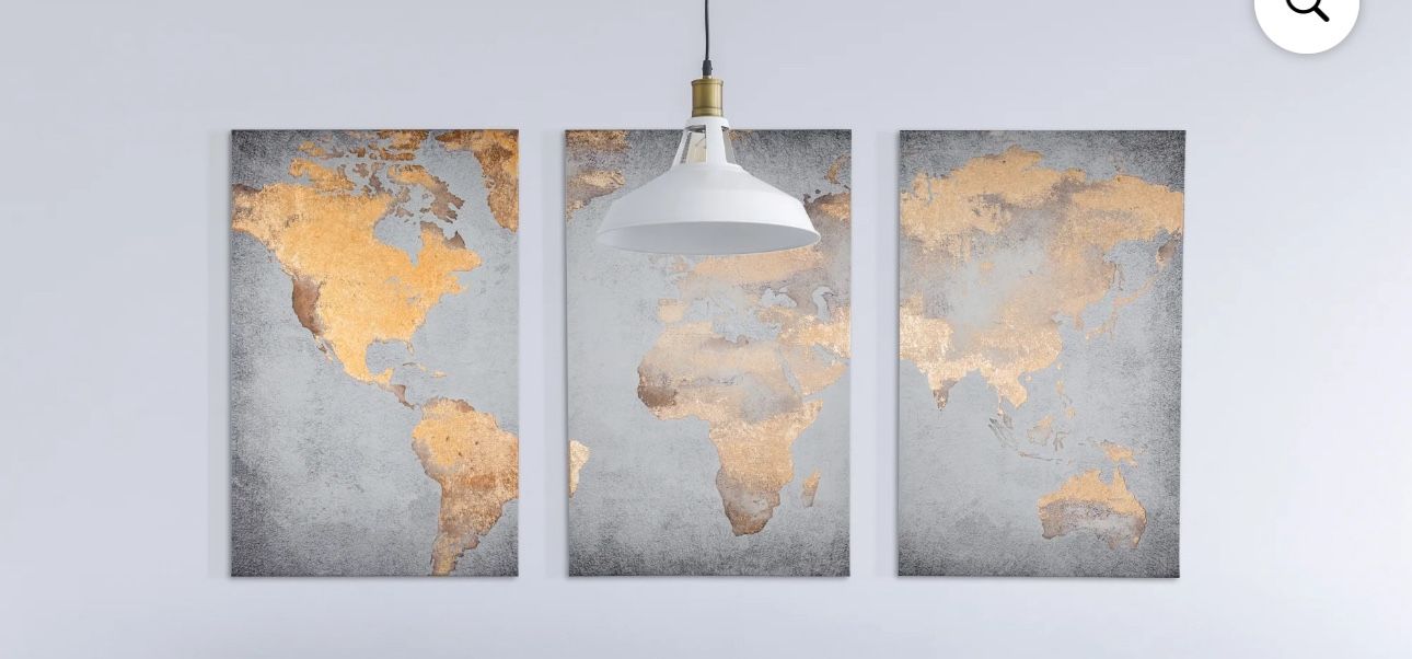 3 Piece Wall Art Canvas (Map)