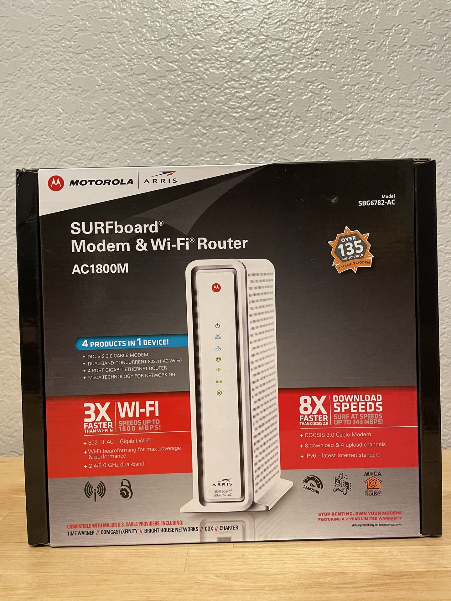 Motorola Arris SBG6782-ACH SURFBoard Cable Modem & Wi-Fi Router, DOCSIS 3.0