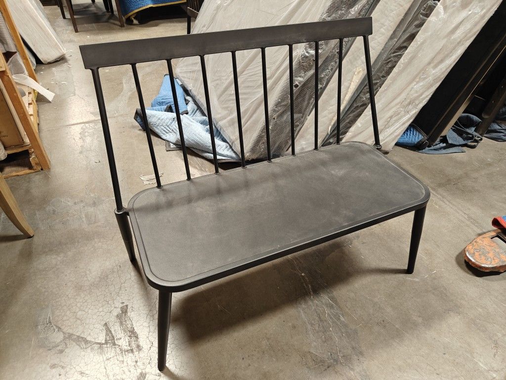 PAIR BRAND NEW BLACK METAL DINING TABLE BENCH CHAIR SEATING