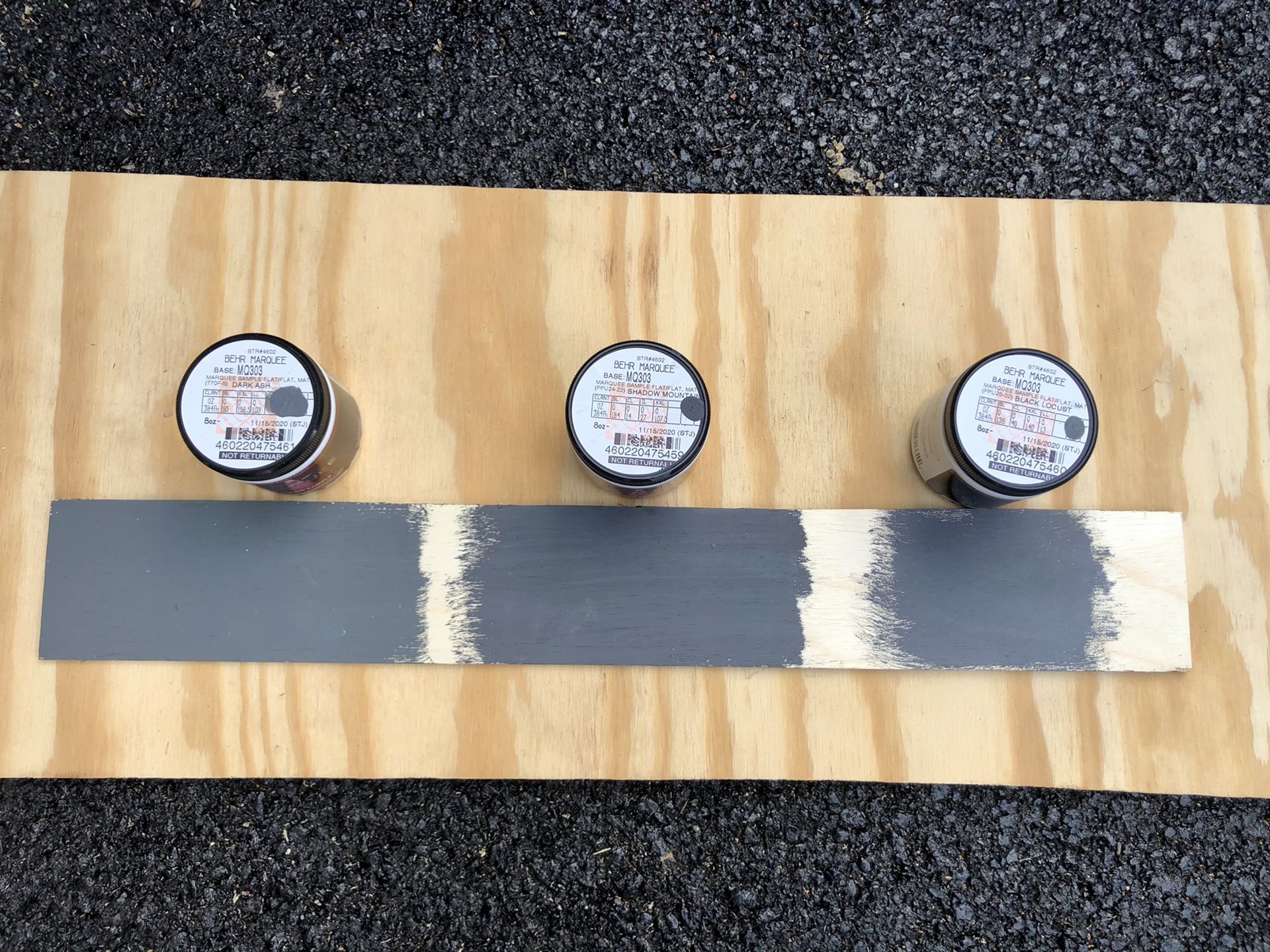 8oz BEHR gray paint samples