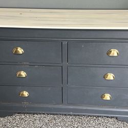 Navy Blue Distressed Antique Dresser