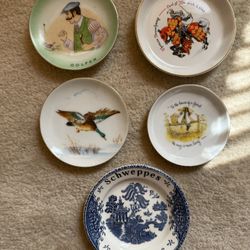 Vintage Random Set Of Small Porcelain Decorative Plates