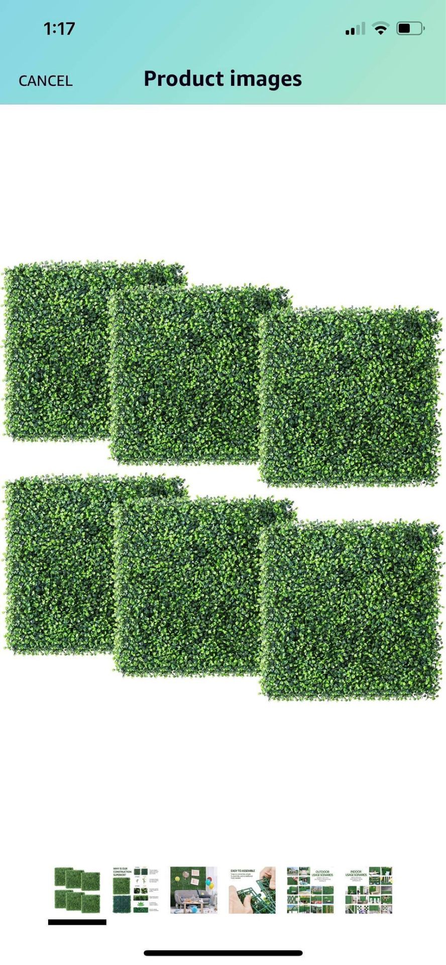 Artificial Boxwood Hedge Panels, 20"x20" Grass Wall, Green Backdrop Wall, Greenery Wall, UV Protected Privacy Hedge Screen Fence for Indoor, Outdoor, 