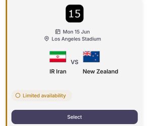 Iran vs New Zealand World Cup ticket