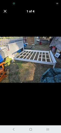 Queen Bed Frame with Headboard – White